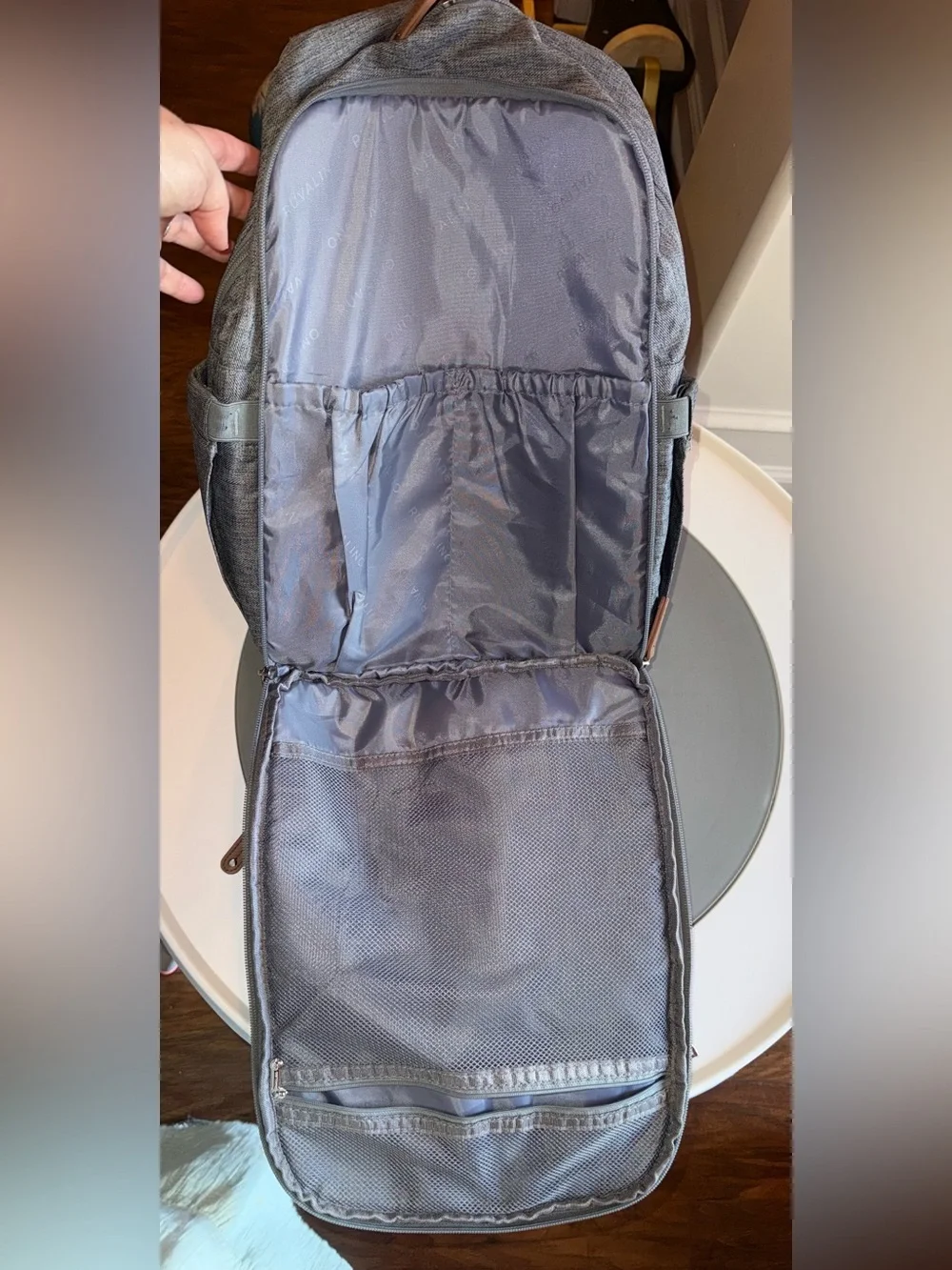 Large Gray Baby Diaper Backpack - Hands-Free Baby Bag